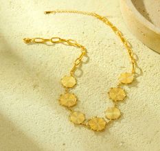 Brass 22k gold plated Choker necklace, Roud charm necklace for women